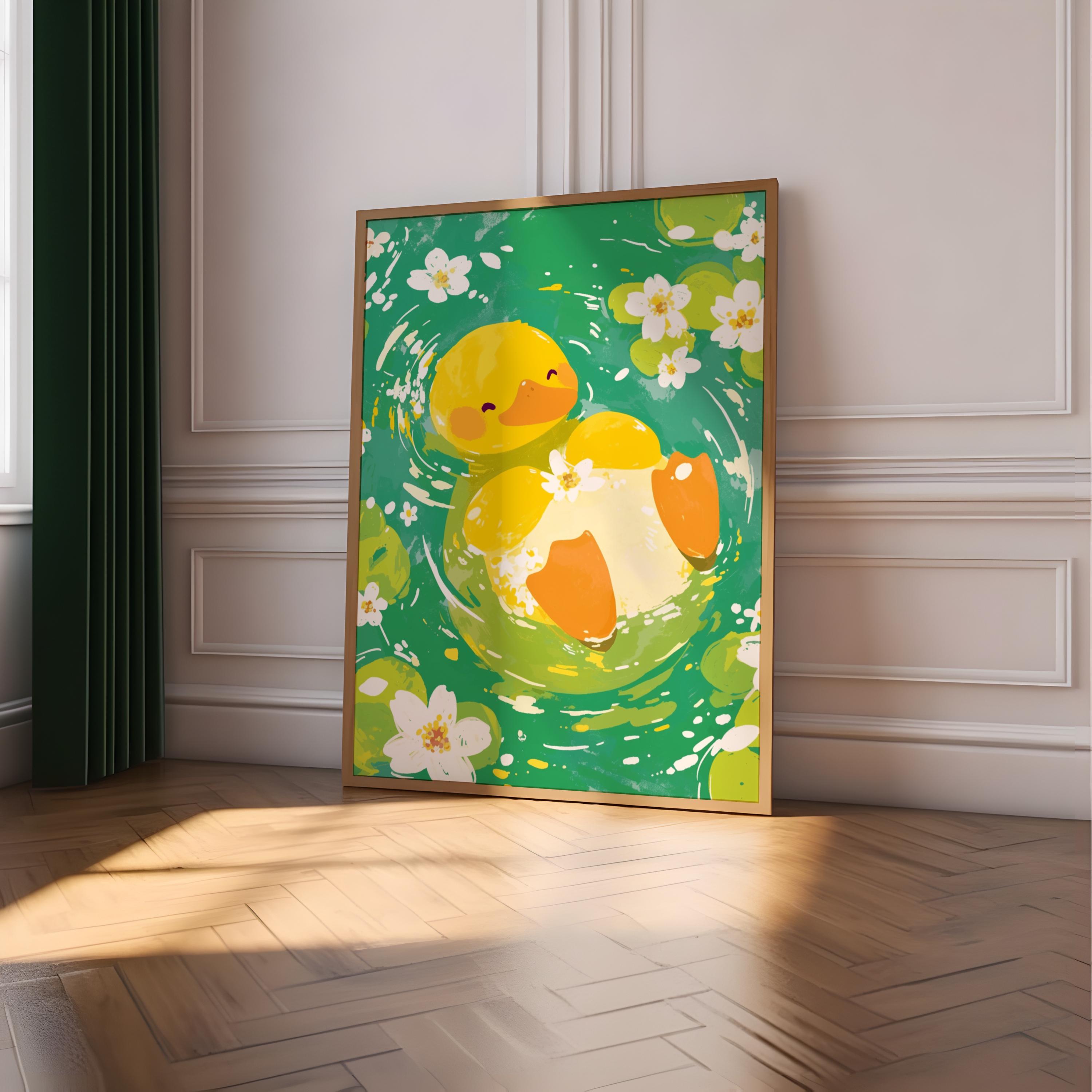 Anime Duck Wall Art Cute Kawaii Duck Art Print Bathroom Decor Duck ...