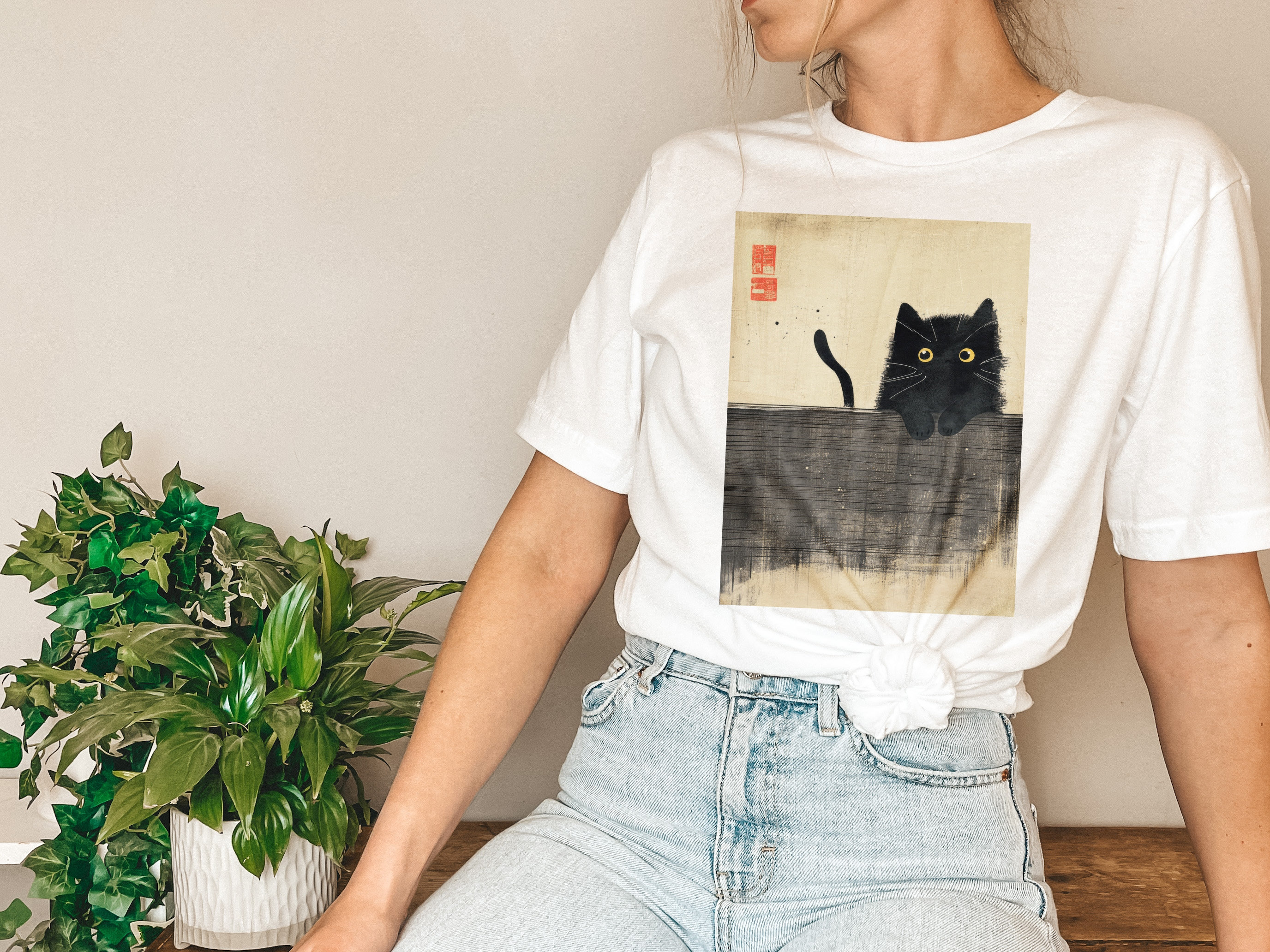 Japanese Black Cat Shirt - Etsy
