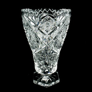 LOVING CUP ANTIQUE CUT CRYSTAL GLASS 3-HANDLE LARGE AMERICAN BRILLIANT Fans  Star