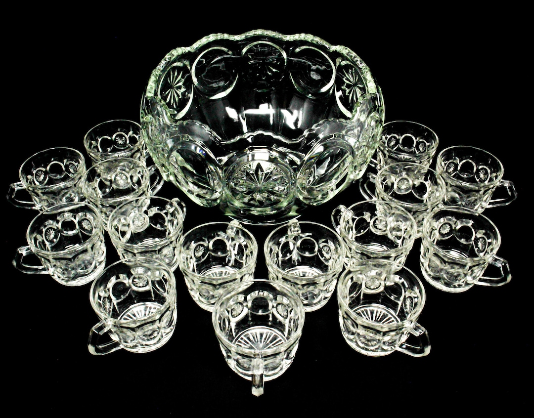 Tiffinfranciscan Moon & Stars EAPG Punch Bowl Set With 15 Etsy