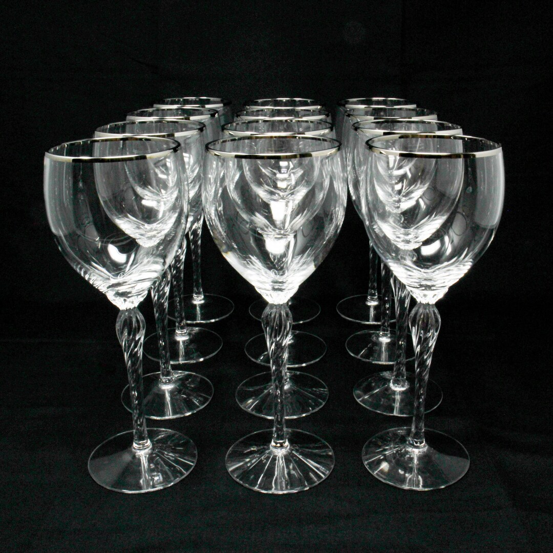 Lenox Madison Crystal Wine Glasses Set of 12 PLATINUM Rims Etsy