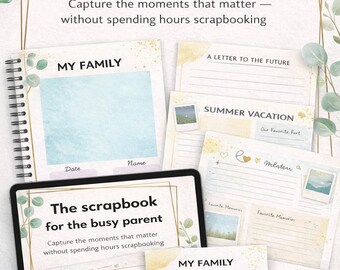 Digital Family Scrapbook for Busy Parents | Printable Childhood Keepsake Book | iPad Friendly Memory Pages