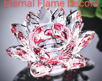 Pink Crystal Lotus Flower Capiz Shell Candle Holder - A Real Jewel of a Gift and Keepsake