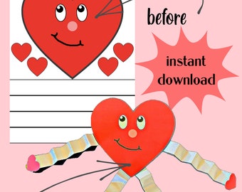 Valentine's Day Love Bug Craft/Valentine's craft/heart bug craft/preschool valentine craft/homeschool valentine/toddler valentine craft