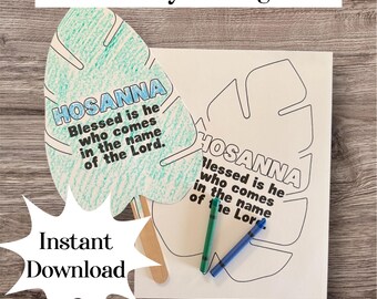 Palm Sunday kid coloring craft/printable palm Sunday craft/holy week activity/Easter craft/Palm Sunday activity/Bible craft for kids/Hosanna