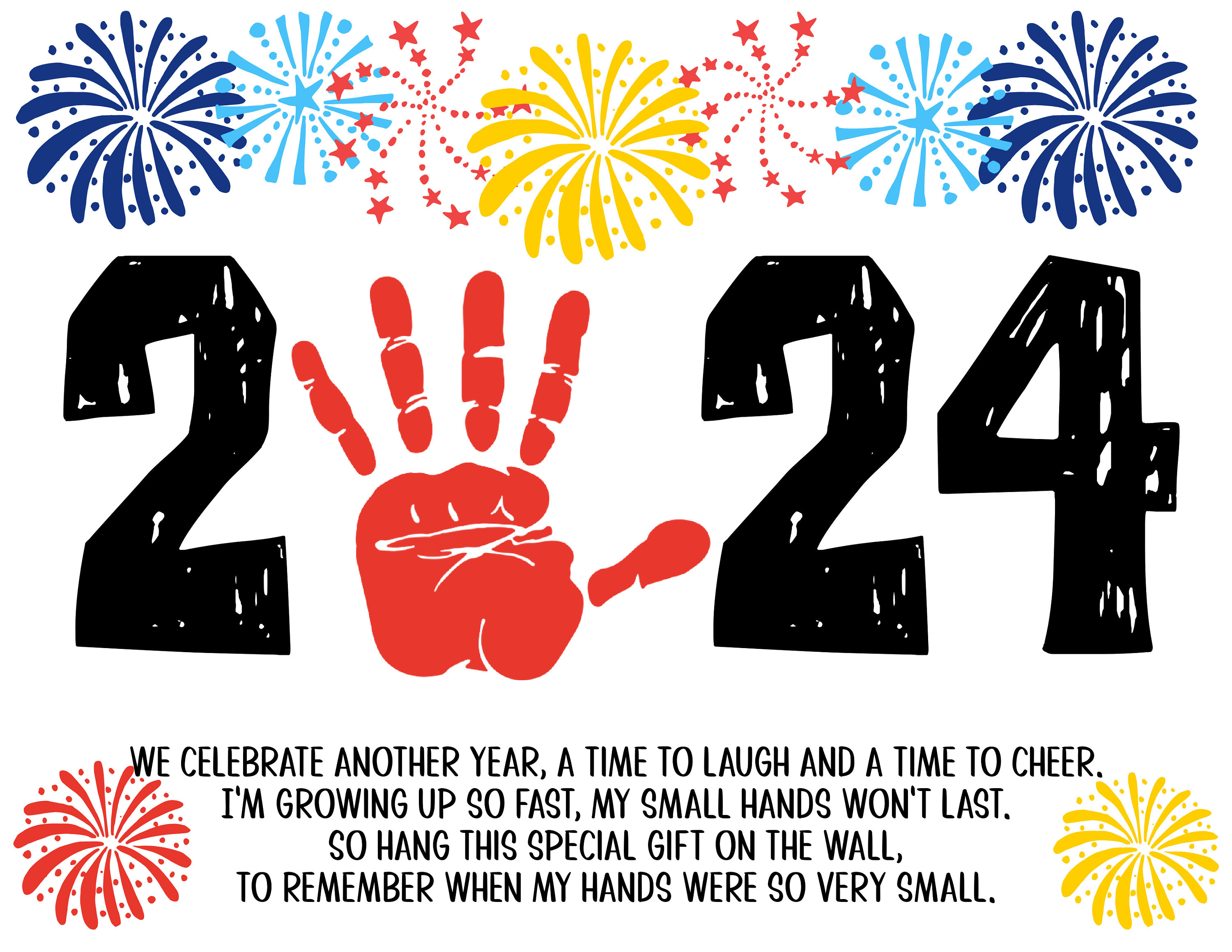 New Years Handprint Art / New Year Printable / New Years Eve Craft Keepsake / First New Year ...