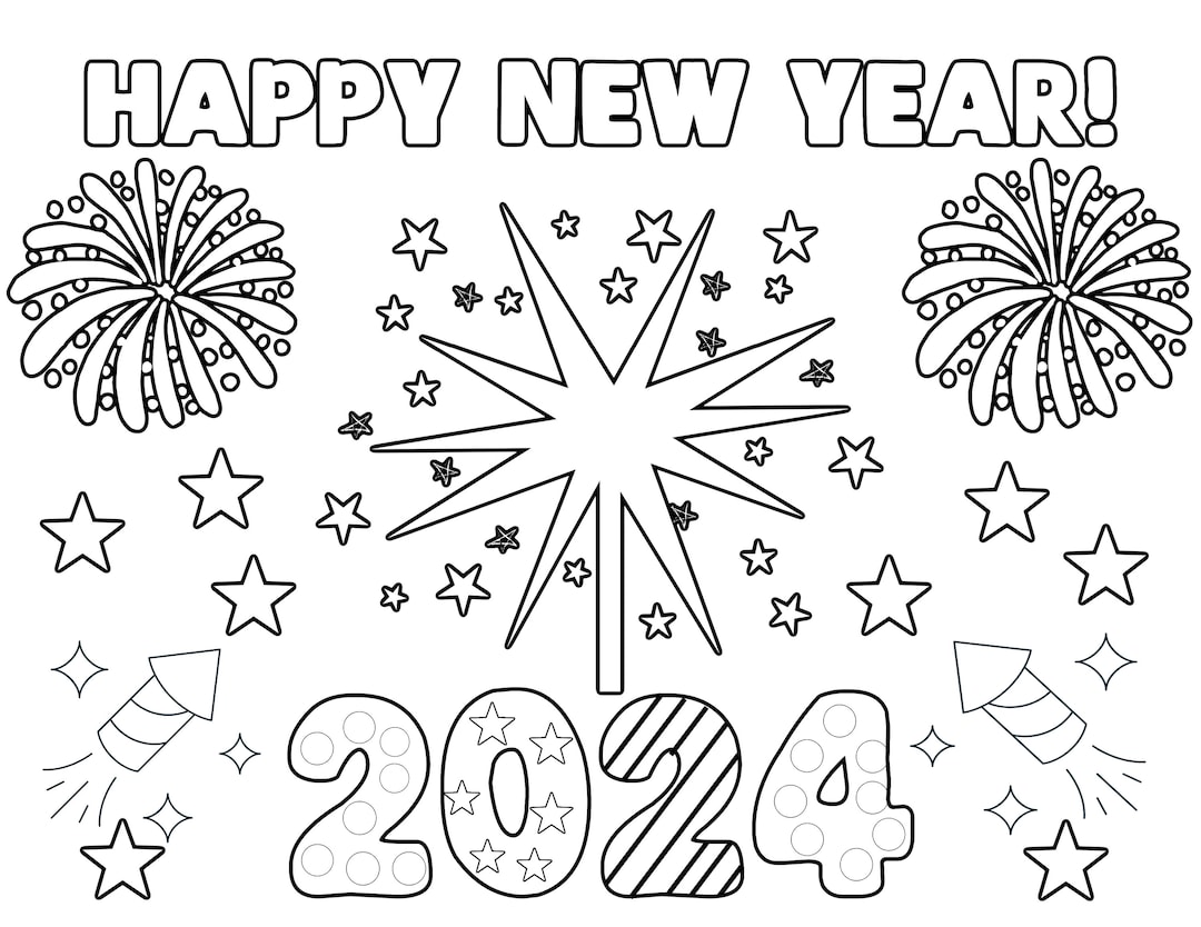 New Years Printable Coloring Pages / 2024 Coloring Pages for Kids or
