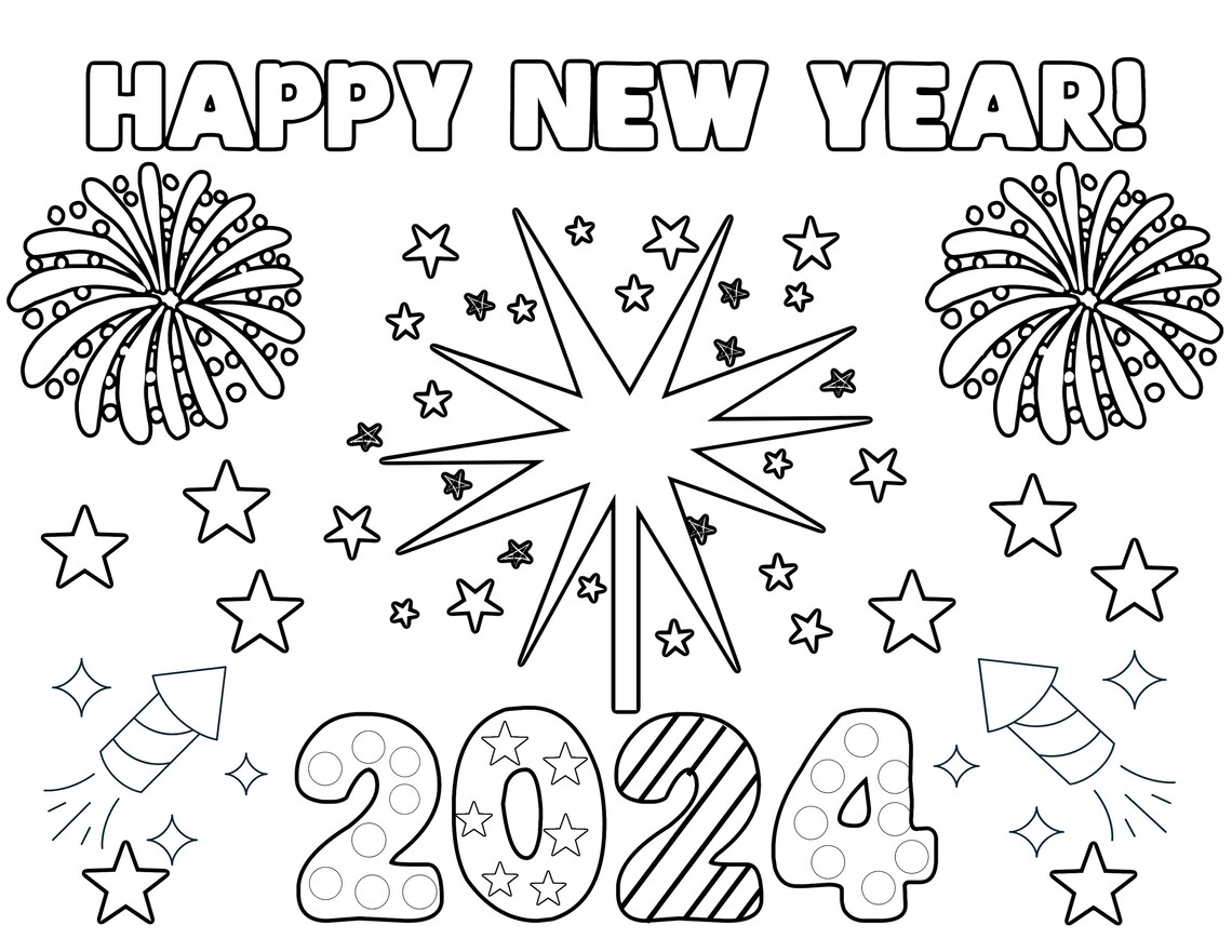 New Years Printable Coloring Pages / 2024 Coloring Pages for Kids or ...