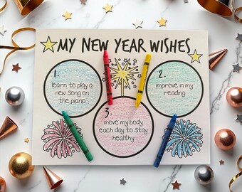Nieuwjaarswensen / goede voornemens / goede voornemens voor kinderen / nieuwjaarsactiviteit / reflectie 2024 / doelen 2025 / goede voornemens voor volwassenen / doelen stellen