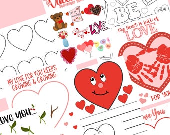 Valentine Printable Craft Bundle: Kids Activities, Scavenger Hunt (Digital Download)