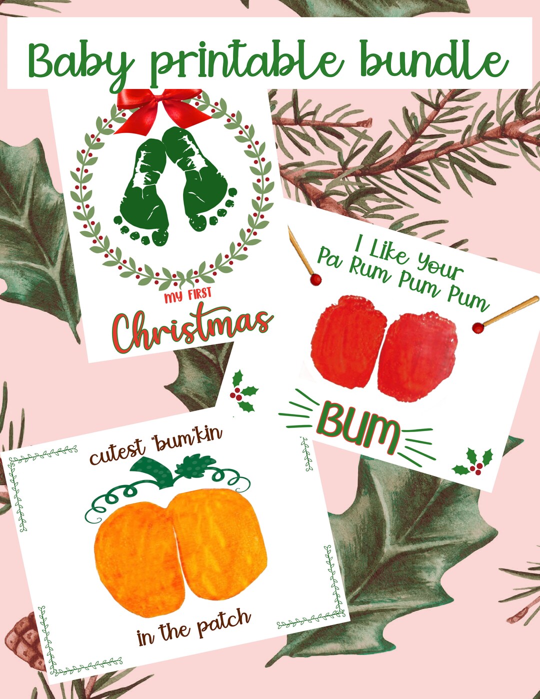 Baby Bum Print Baby Bottom Babys First Christmas Etsy Australia