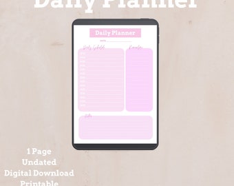 Digital Daily Planner - Printable Daily Planner - Easy to Use - To Do List - Daily Schedule - PDF Download - Pink Colour Scheme