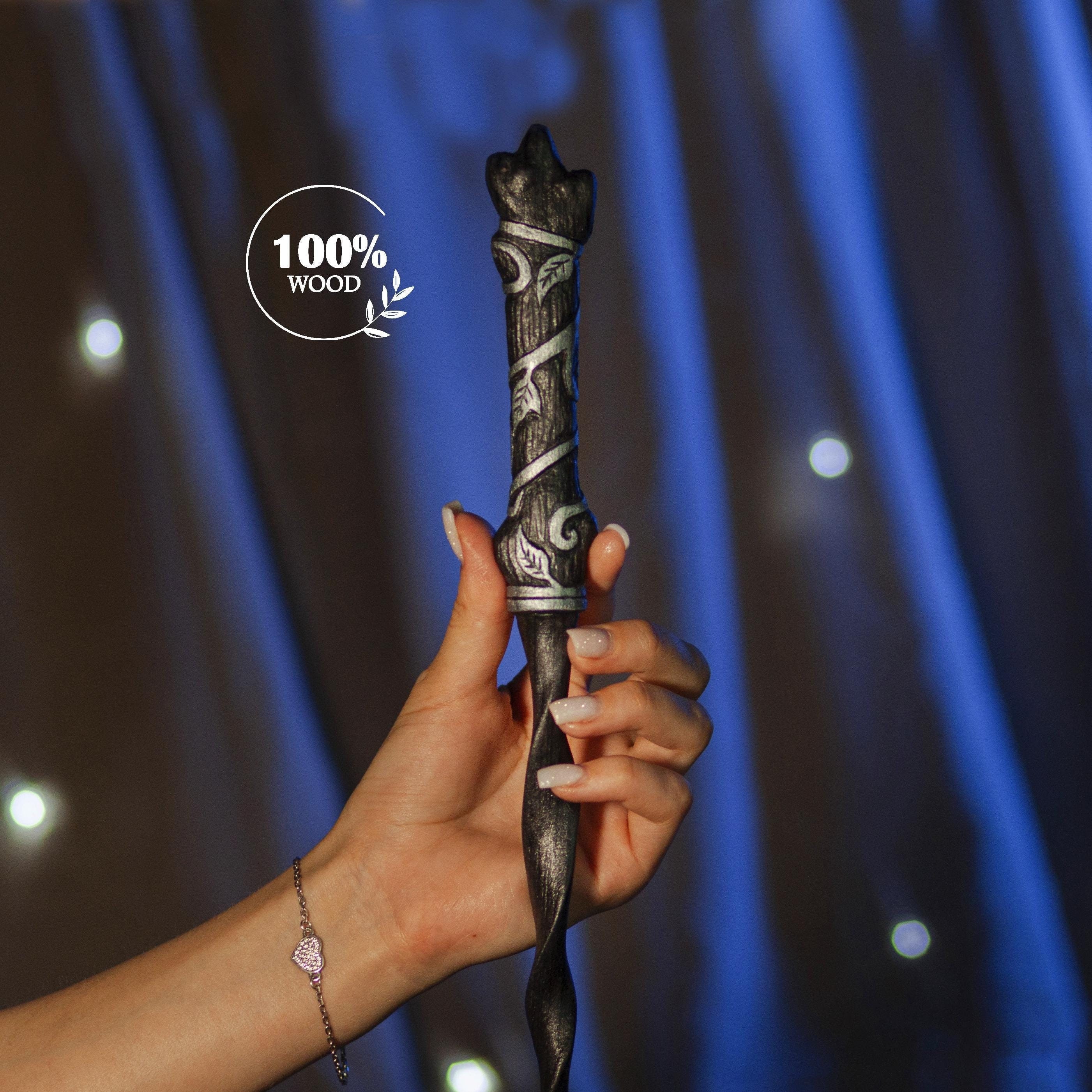 Botanical Silver Leaf Wooden Wand: Custom Wizard Gift - Etsy