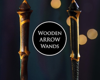 Pijlroze, zwart, bruin, aangepaste kleur, oplichtende houten toverstaf: cosplayprop