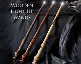 Light Up Magic Wand – Handmade Wooden Wizard Wand, Custom Fantasy Gift, Cosplay Prop