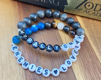 Enemies to Lovers - Book Trope Beaded Friendship Bracelet, Romantasy Book Lover Gift, Bookish Merch, Romantasy Jewelry