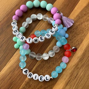 Little Mermaid DIY Beaded Bracelet Kit – Makes 4 Bracelets | Ariel-Inspired Jewelry Craft Kit | Disney Trip Gift or Mermaid Party Favor