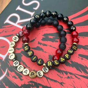 Hail Reaper : Women&#39;s or Men&#39;s Beaded Bracelet | Red Rising Inspired Jewelry | Sons of Ares | Sci-Fi Bookish Gift  | Fantasy Book Lover Gift