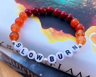 Slow Burn - Book Trope Beaded Friendship Bracelet, Romantasy Book Lover Gift, Bookish Merch, Romantasy Jewelry