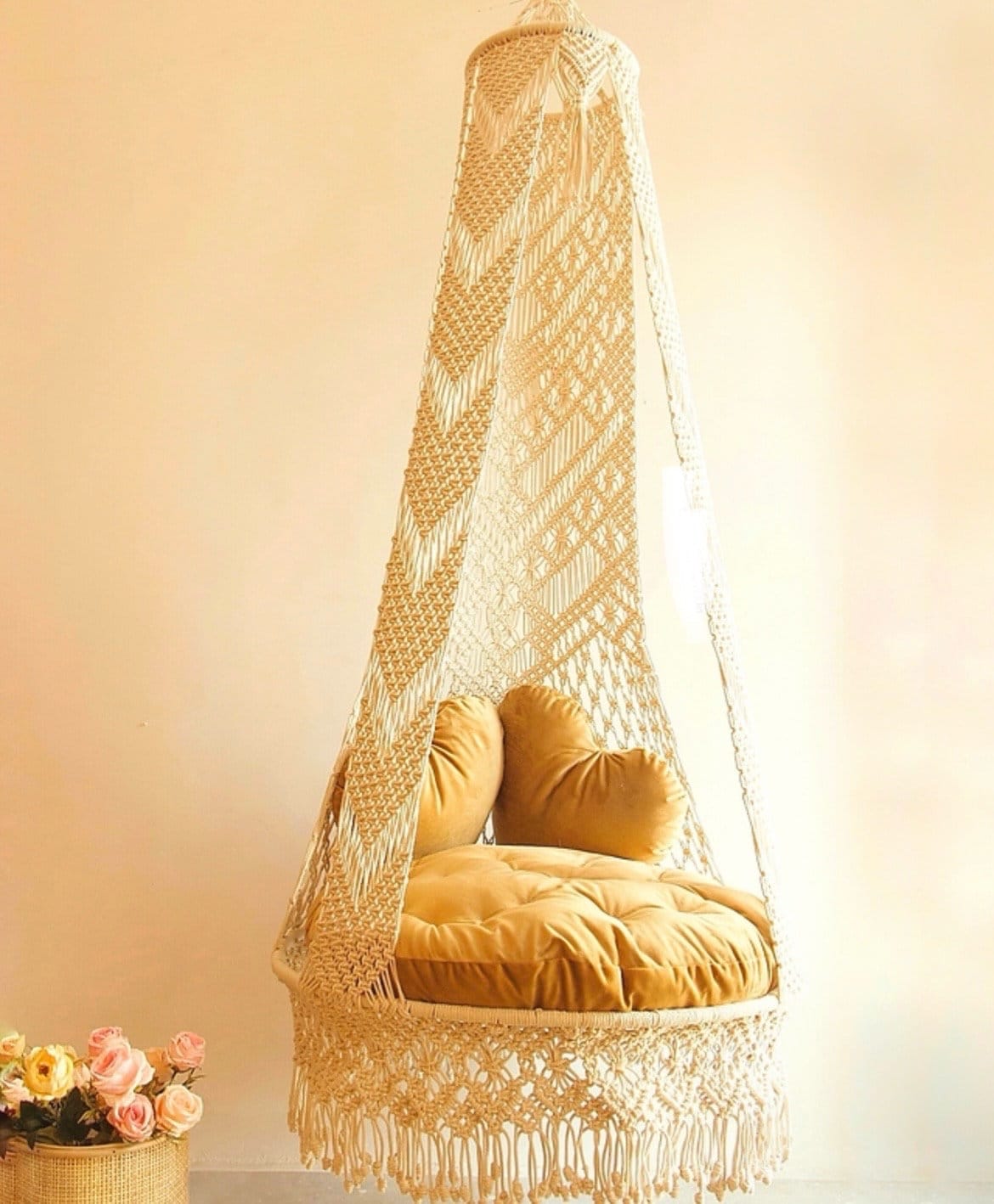 Boho Swing Chair With Handwoven Motifs - Etsy