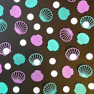Confeti de perlas y almejas: 150 piezas, mini decoraciones, suministros para fiestas, esparcir sobre la mesa / mar / océano / conchas / bajo el mar / brillante