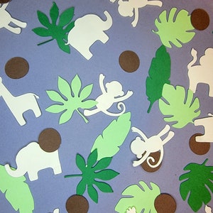 Jungle Confetti - 200 Stück, Minidekorationen, kreatives Partyzubehör, Tischdekoration | Elefant | Löwe | Affe | Babypartythema