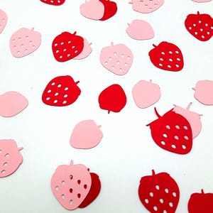 Confettis aux fraises - 150 pièces, mini décorations, articles de fête, décoration de table, événement | baies mignonnes | anniversaire | rose | rouge | baby shower