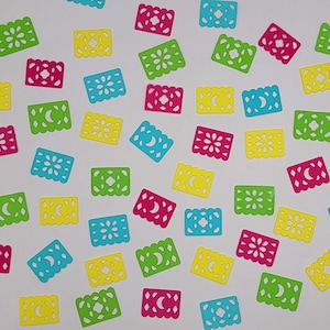 Papel Picado 明るい色の紙吹雪 - 150 個、ミニデコレーション、パーティー用品