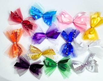 Set of 6 Custom bows on twist ties, great for cookie boxes, treat bags, candy packaging, hot cocoa bombs, cake pops, baked goods