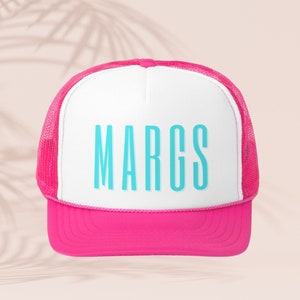 Custom Margarita Trucker Bachelorette Party Hat | Margs Pool Hat for Lake Vacations | Funny Day Drinking Summer Cap for Groups & Girls Trips