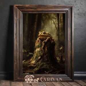 Moody Toad in Forest PRINTABLE wall art, Whimsical Cottagecore, Dark Academia & Gothic Home Decor, Woodland Nursery Decor, Witchy Gifts