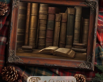 Dark Academia Books Library Decor Printable Wall art, Fall Victorian Gothic & Vintage Cottagecore Decor, Antique Oil painting for Readers