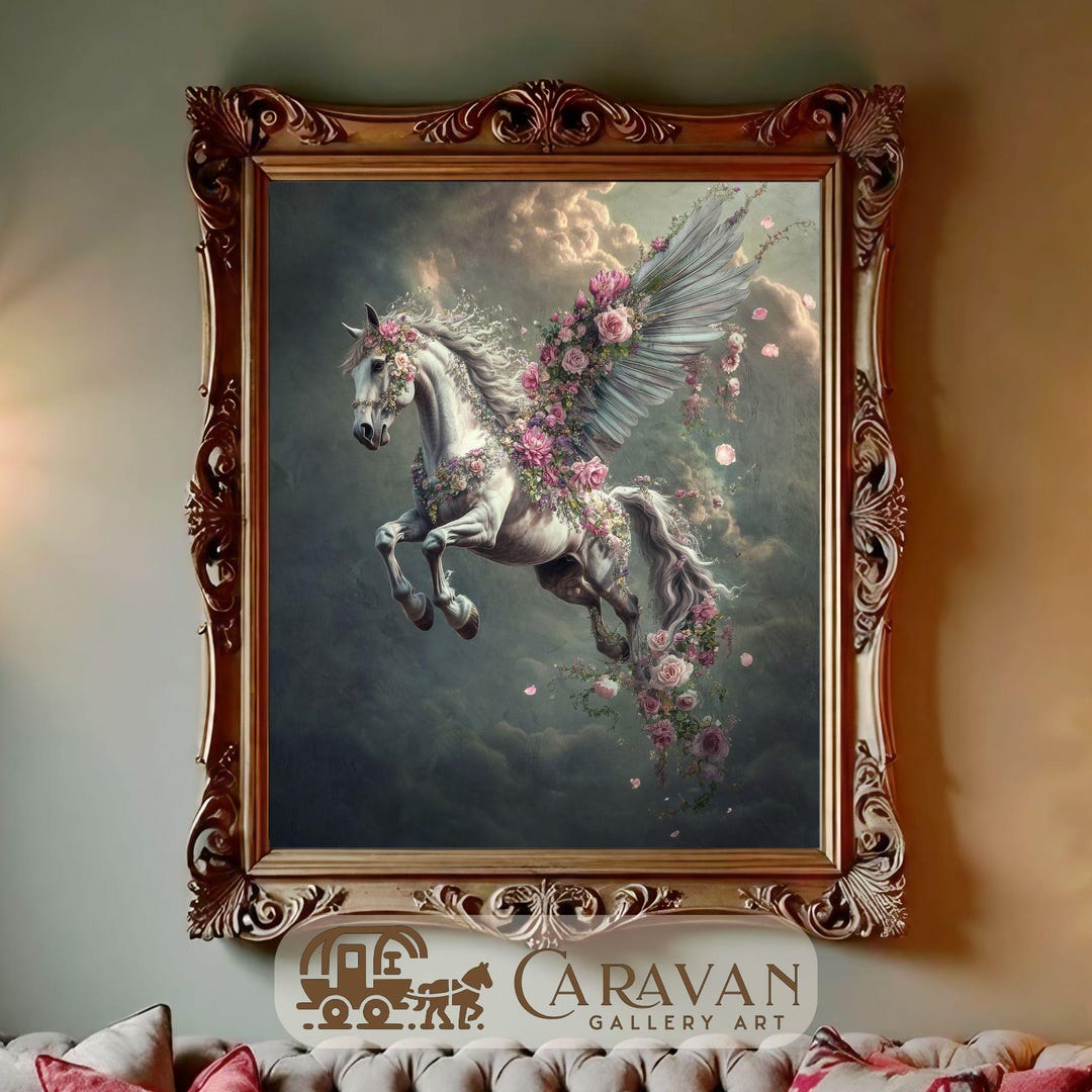 Pegasus Winged Horse Printable Wall Art- Victorian Gothic Fantasy Art ...