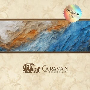 Abstract Ocean Waves Panoramic Printable Wall Art- Neutral Coastal Painting, Cottagecore, Above Bed Art, Minimalist Long Horizontal Decor