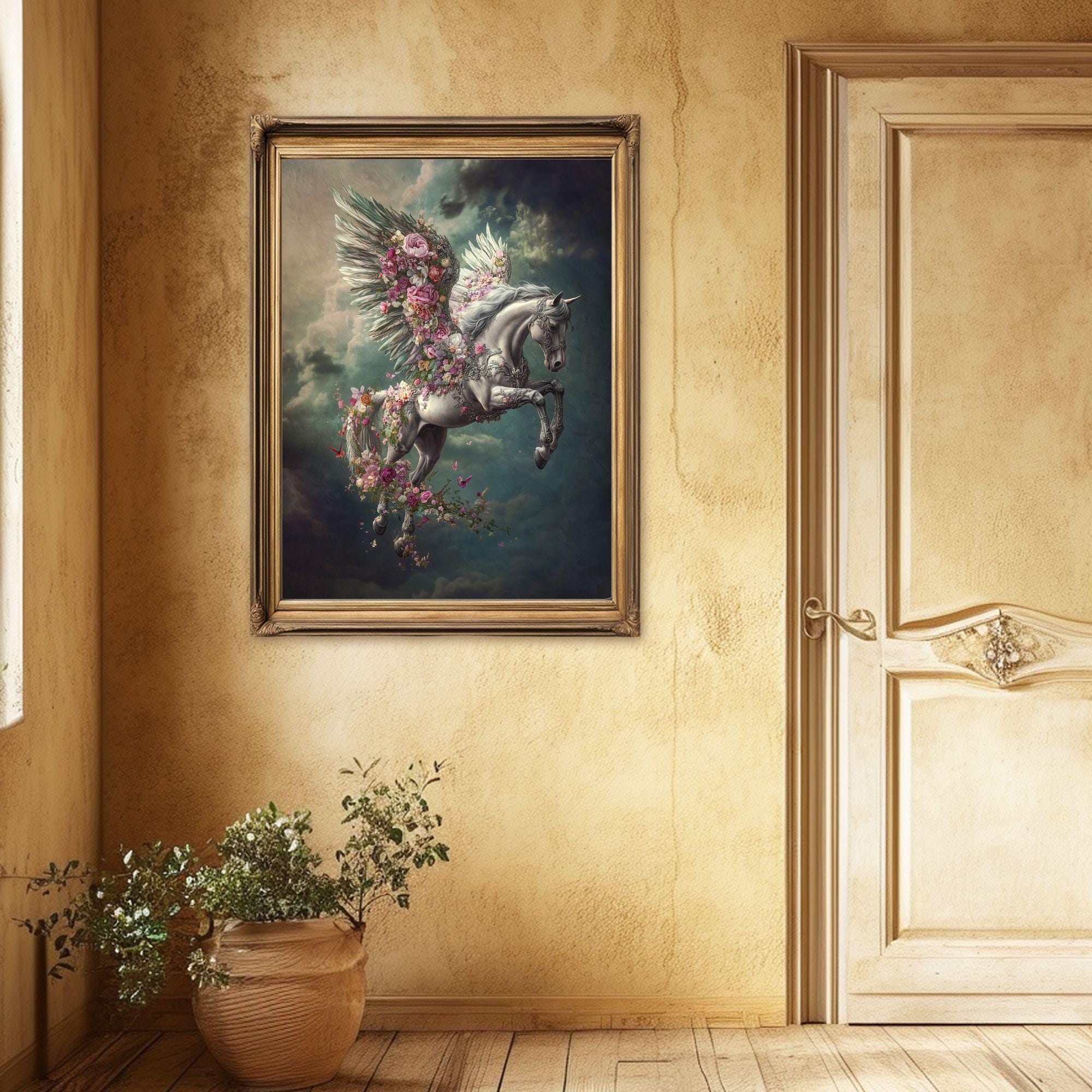Moody Pegasus Winged Horse Printable Wall Art, Greek Mythology Bookish ...