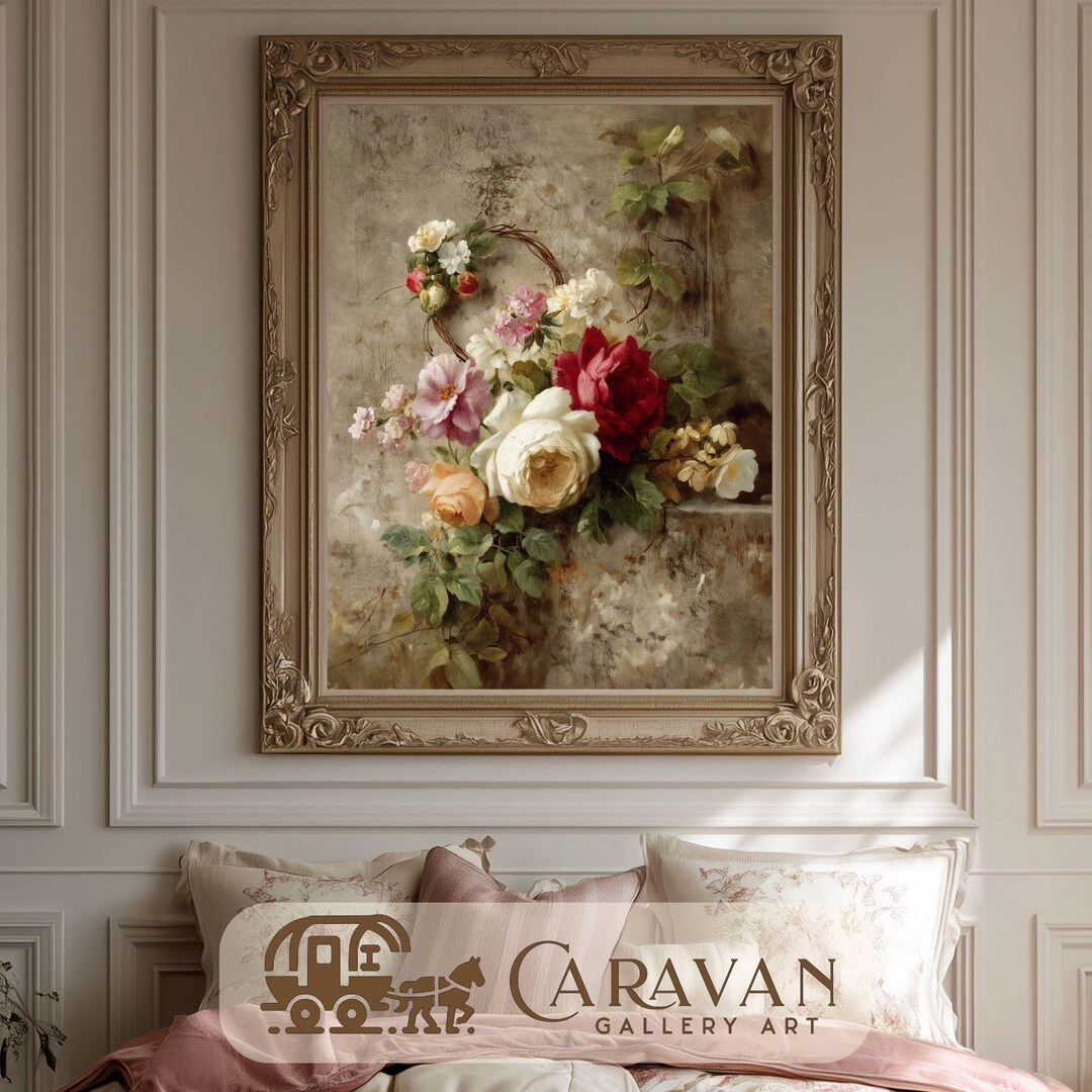 Vintage Floral Roses & Peonies Printable Wall Art- Cottagecore ...