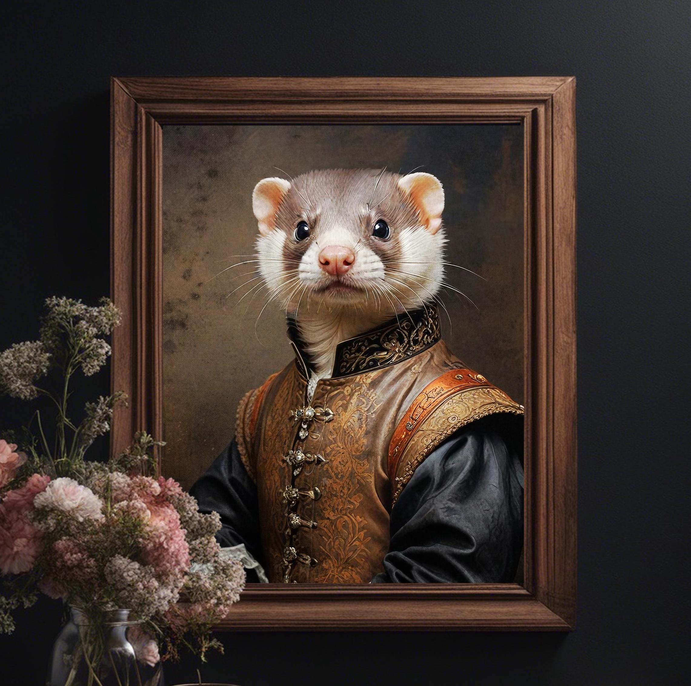 Medieval Ferret Portrait Printable Wall Art-victorian Gothic, Dark ...