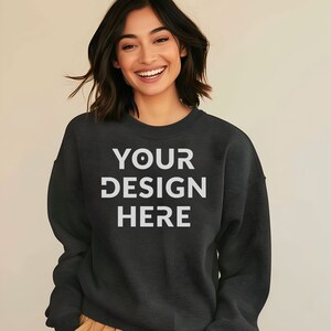 Gildan 18000 | Charcoal Mockup | Charcoal Sweatshirt Mockup | Oversized Charcoal Hoodie Mockup | Charcoal Mock Crewneck | White Background