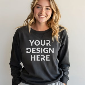Gildan 18000 | Charcoal Mockup | Charcoal Sweatshirt Mockup | Oversized Charcoal Hoodie Mockup | Charcoal Mock Crewneck | White Background