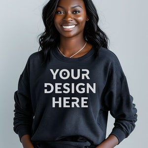Gildan 18000 | Charcoal Mockup | Charcoal Sweatshirt Mockup | Oversized Charcoal Hoodie Mockup | Charcoal Mock Crewneck | White Background