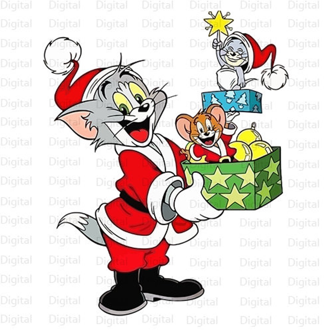 Tom and Jerry Christmas SVG Design, Tom Jerry Vector, Christmas SVG