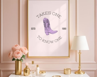 Cowboy Like Me Digital Print: Western Boot Pink Decor (Digital Download)