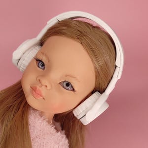 Miniature Stylish Headphones for Paola Reina Doll. 32 cm Doll Accessory. Realistic White Headphones. Doll fashion. Gift for a Girl