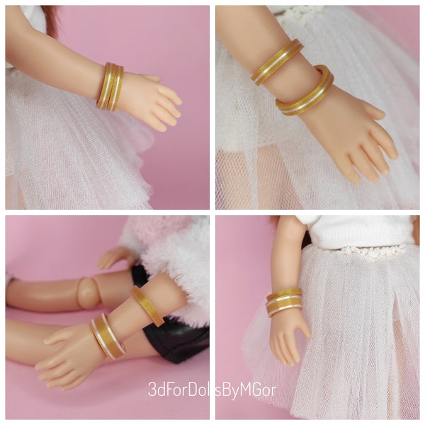 Gold bracelets for Paola Reina 32 cm, jewelry for dolls, hand accessory for a doll 13 inch