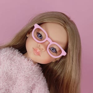 Glasses for Paola Reina Doll. Pink, pearl, and black colors. Doll accessories