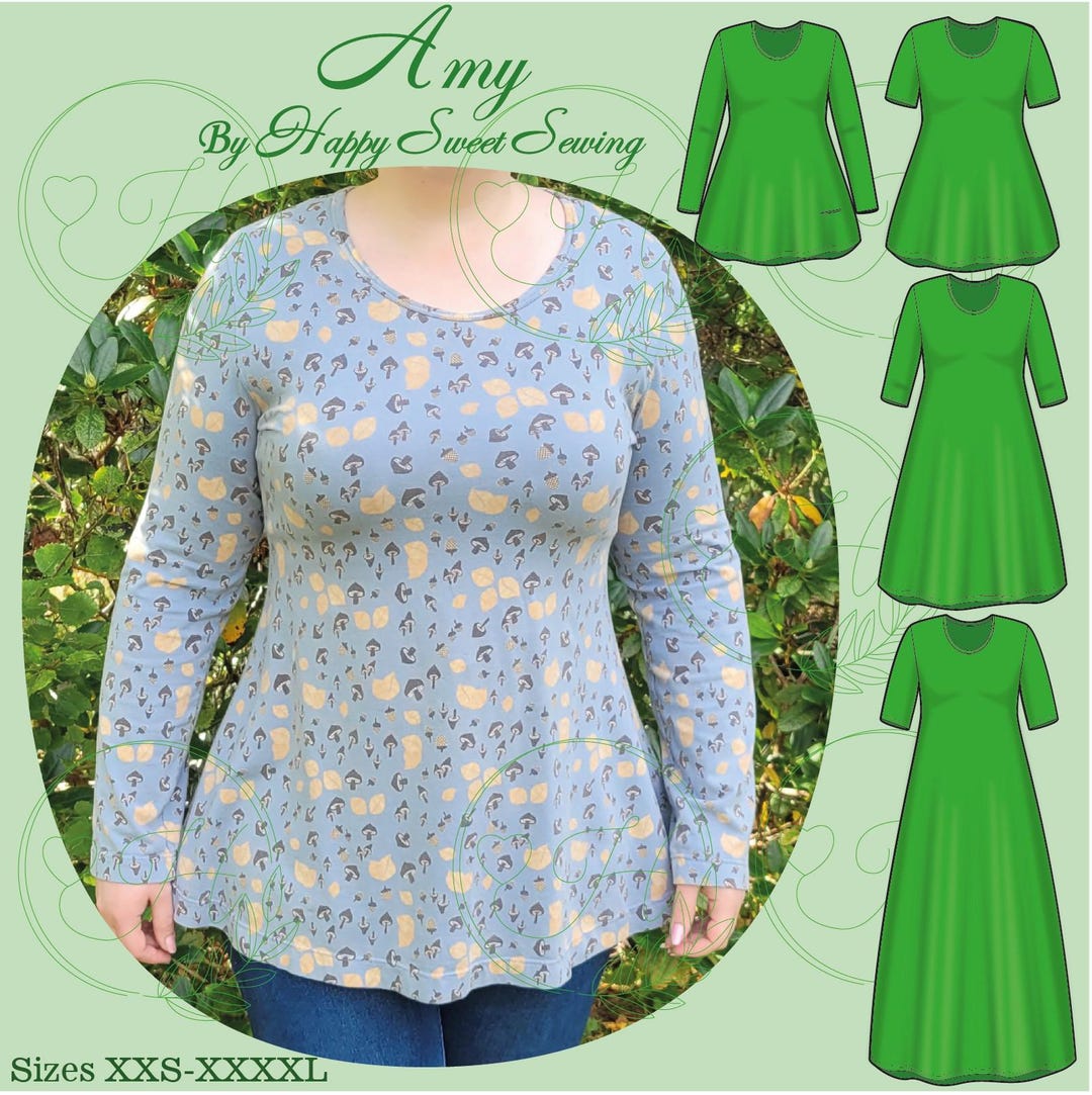 Fit & Flare Knit Top and Dress Pattern  PDF Sewing Pattern With 4 Sleeve  and 3 Skirt Lengths  Easy Beginner Friendly - Etsy