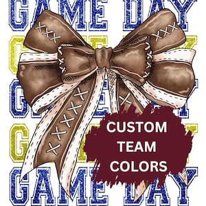 GAME DAY BOW- Game Day png design dtf football game day-faux glitter- faux glitter design sequin glitter