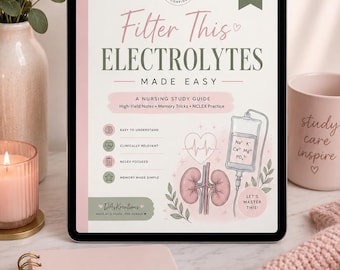 Studiehandledning för omvårdnad: Elektrolyter på ett enkelt sätt, NCLEX-anteckningar, RN PDF (digital nedladdning)