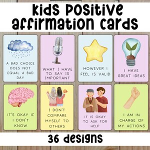 Kids Positive Affirmation Cards Printable, Classroom Decor, Children&#39;s I Am Affirmations, Digital Download