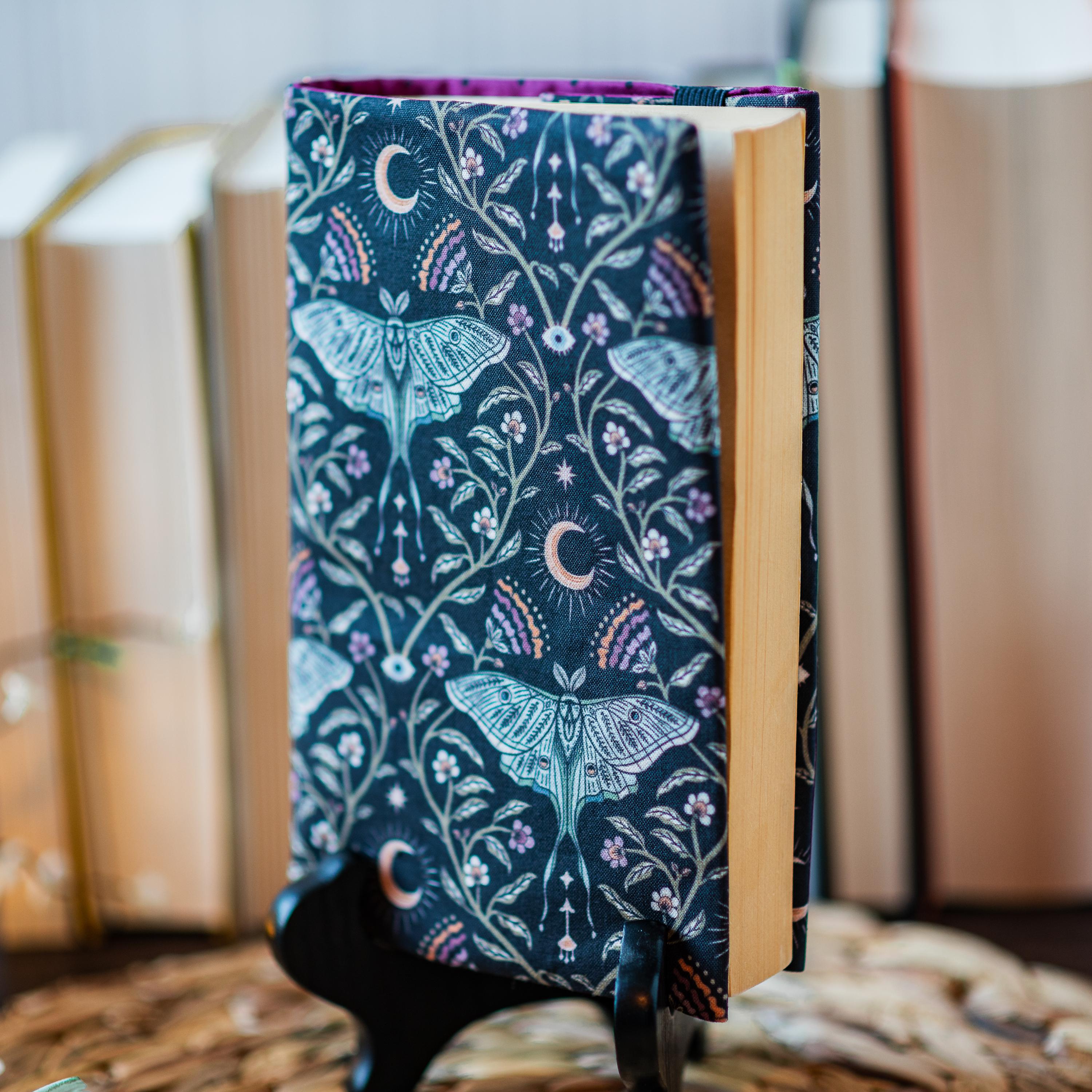 Adjustable Dust Jacket, Fabric Book Jacket, Protective Book Jacket - Luna Garden